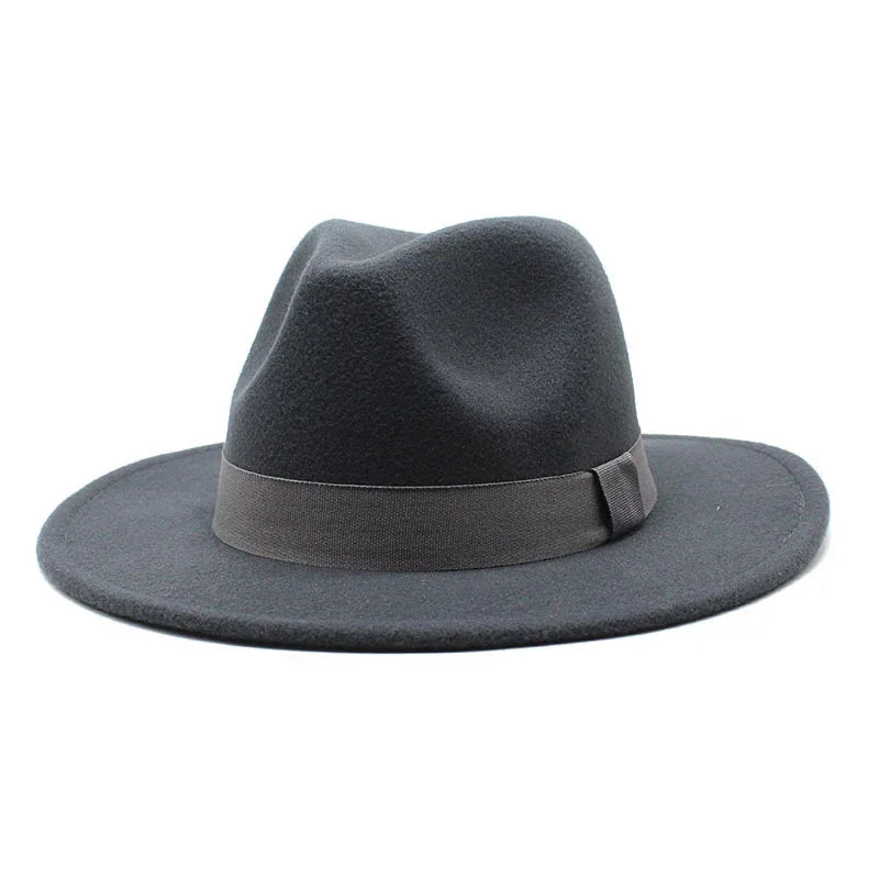 2023 New Hot Wide Brim Felt Fedora Hats With Bee Ribbon Autumn Winter Wedding Party Trilby Hat Men Gentleman Jazz Hats 56-58CM