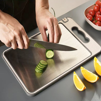 Amazon Cross-border Explosions Stainless Steel Wheat Straw Double-sided Cutting Board Thickened Anti-skid Cutting Board Cutting Board Source Factory