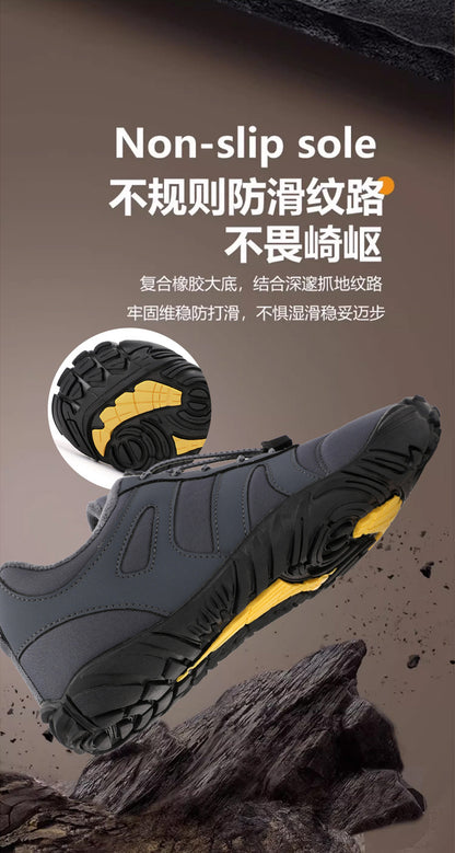 Outdoor Snow Boots, Home Cross-Border Winter New Style, Non-Slip Short Style, Fleece-Lined Warm Cotton Shoes, Thick-Soled Barefoot Five-Toe Shoes