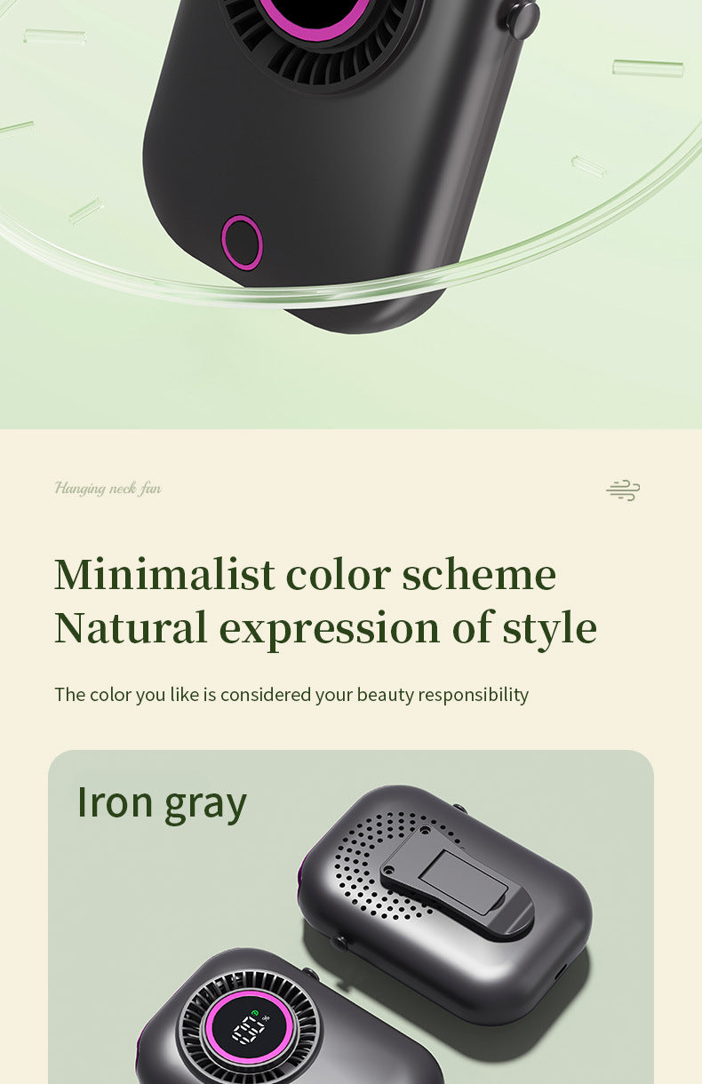 New Handheld Digital Display Small Fan Portable USB Lazy Electric Fan Outdoor Mini Waist Fan Hanging Neck Fan