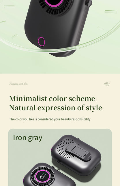 New Handheld Digital Display Small Fan Portable USB Lazy Electric Fan Outdoor Mini Waist Fan Hanging Neck Fan