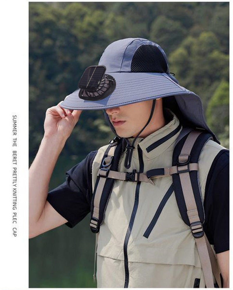 Solar Fan Hat, Summer Shawl, Neck Protection, Sun Protection Hat, Men's Outdoor Fishing and Hiking Hat, New Style Hat