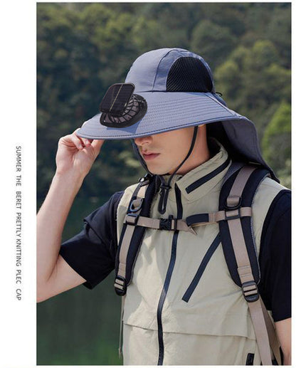 Solar Fan Hat, Summer Shawl, Neck Protection, Sun Protection Hat, Men's Outdoor Fishing and Hiking Hat, New Style Hat