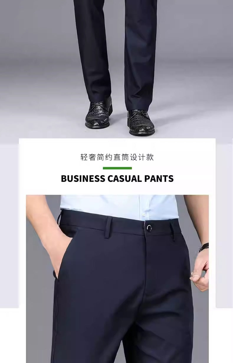 Men's Casual Trousers for Foreign Trade, Loose and Fattened, No-Iron Straight Suit, Business Elastic Trousers Wholesale