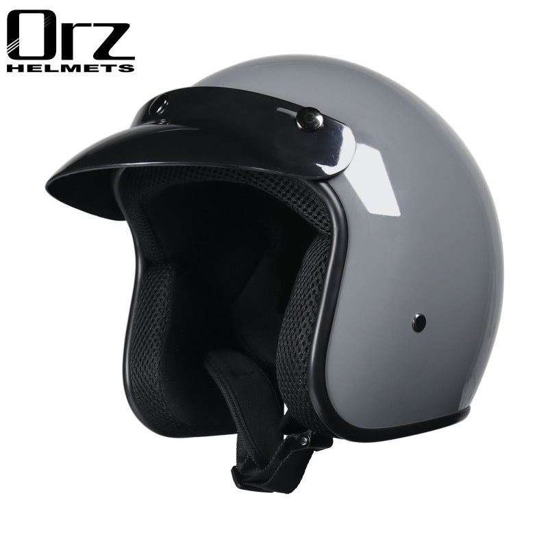 Cross-border retro helmet personality men's and women's leather helmet electric car helmet 3/4 summer helmet half helmet scooter four seasons universal