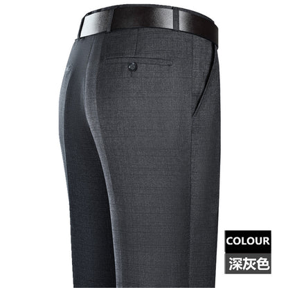 2025 New Summer Thin Mulberry Silk Middle-Aged Business Casual Straight Loose Wrinkle-Free Men's Pants