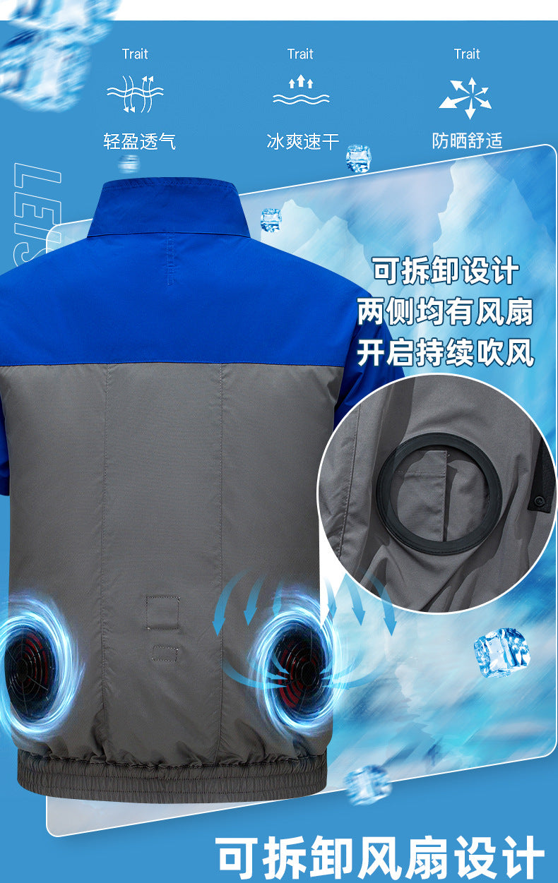 Cross-Border Summer Cooling Air-Conditioning Clothing with Fan Refrigeration Workwear Outdoor Heatstroke Prevention Fan Clothing Men's Labor Protection Clothing Work Clothes
