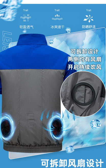 Cross-Border Summer Cooling Air-Conditioning Clothing with Fan Refrigeration Workwear Outdoor Heatstroke Prevention Fan Clothing Men's Labor Protection Clothing Work Clothes