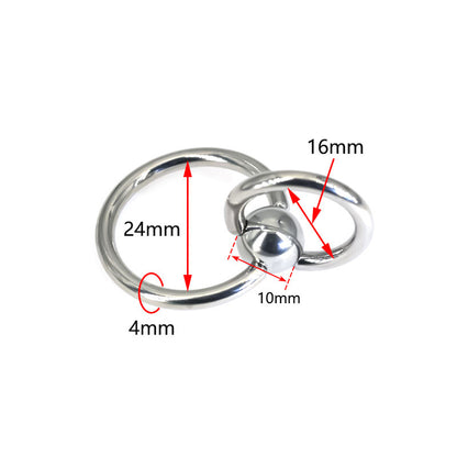 24/28mm Piercing Jewelry Shady Ring Collar Double Ring Pure Titanium Steel Male Piercing Large Inner Diameter Piercing Jewelry PA Ring