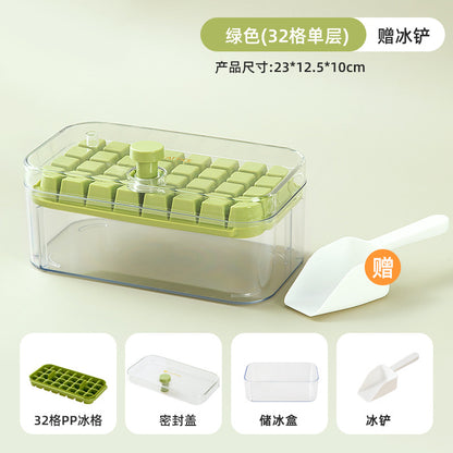 Press Ice Tray Ice Cube Mold Household Ice Box Storage Frozen Ice Cube Model Household Easy-Release Quick-Frozen Artifact