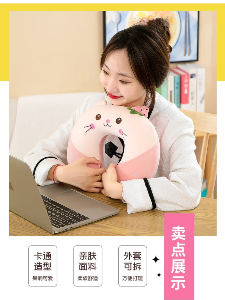 Neck Pillow Travel Memory Foam U-shaped Pillow Cartoon Gift Sponge Sleeping Neck Pillow Embroidery Slow Rebound Nap Pillow