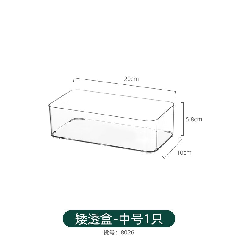 Multi-size Transparent Refrigerator Storage Box Snacks and Sundries Storage Box Cosmetic Finishing Multifunctional Transparent Superposable