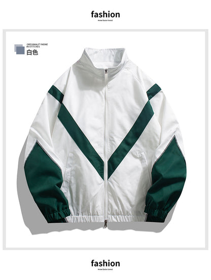 Russian Foreign Trade Trendy Brand Reflective Patchwork Stand-Up Collar Jacket Spring and Autumn Loose Sports Casual Jacket for Men
