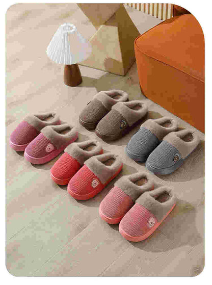 Autumn and Winter Cotton Slippers for Women 2025 New Home Indoor Couple Warm Plush Thickeneded Bottom Men's Cotton Slippers