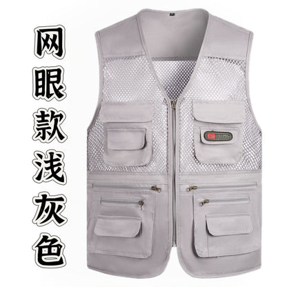 Cross-Border Outdoor Multi-Pocket Vest Men's Fishing Vest Photography Middle-Aged Men's Tops Work Clothes Middle-Aged and Elderly Dad Wear