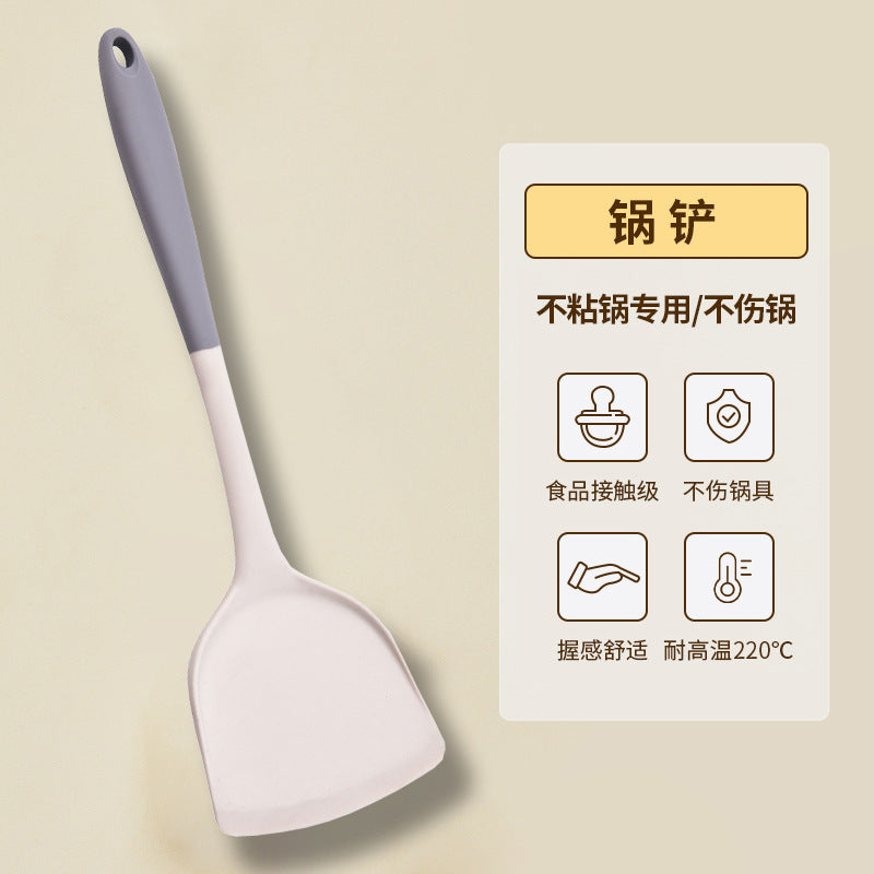 Wholesale gray two-color silicone spatula spoon household high temperature resistant non-stick pan cooking spatula soup spoon fishing fence kitchen suit