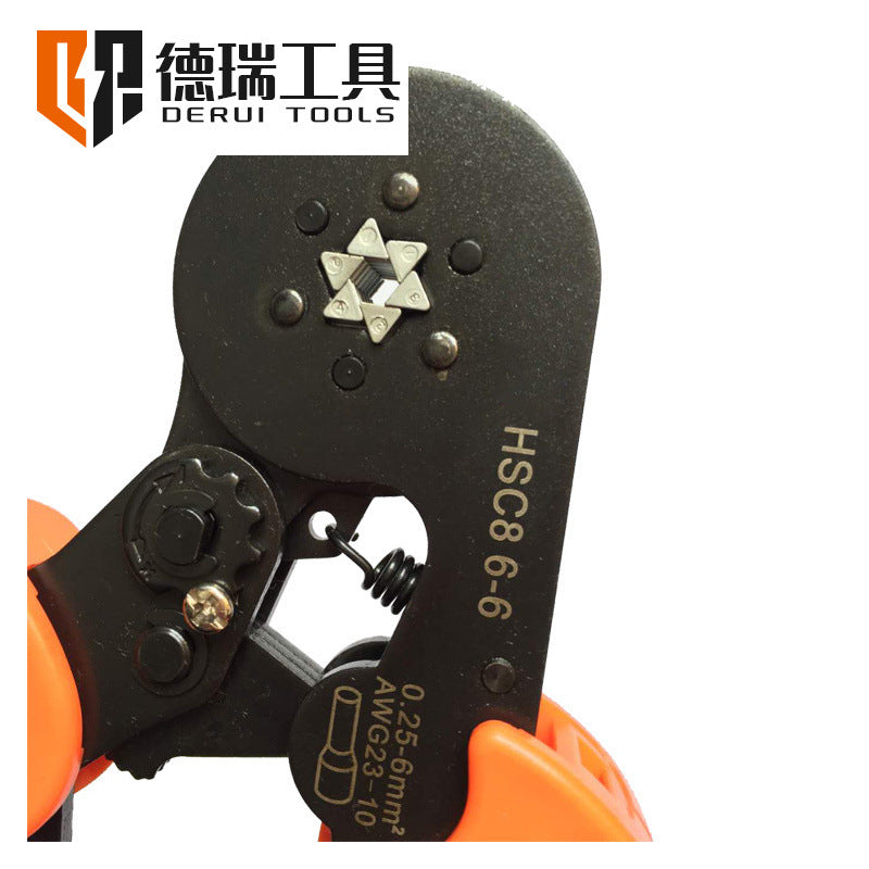 Hsc8 6-6A Tubular Terminal Crimping Pliers Needle Type Crimping Pliers Four-Sided Crimping Pliers European Style 0.25-6mm2