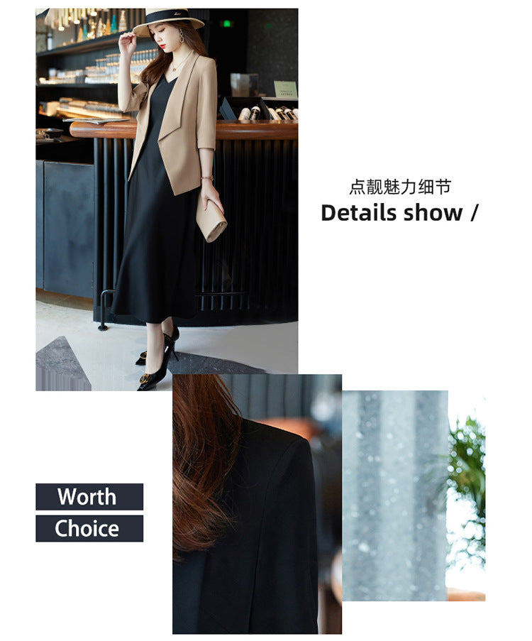 [Three-Quarter Sleeve Dress] Women's Formal Suit Dress, Korean Style Fashion Professional Attire, Small Blazer Dress for Spring and Summer