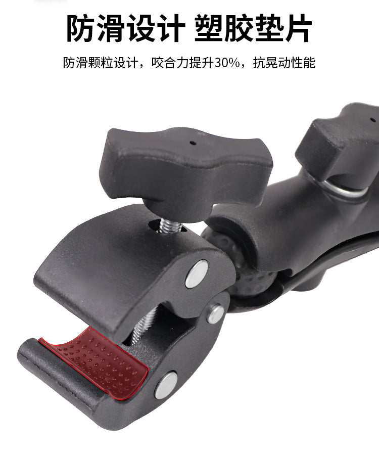 Action Camera Handlebar Bracket, Cycling Navigation Double-Head Clamp Bracket, Universal Ball Head Motorcycle Mobile Phone Holder