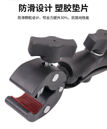 Action Camera Handlebar Bracket, Cycling Navigation Double-Head Clamp Bracket, Universal Ball Head Motorcycle Mobile Phone Holder