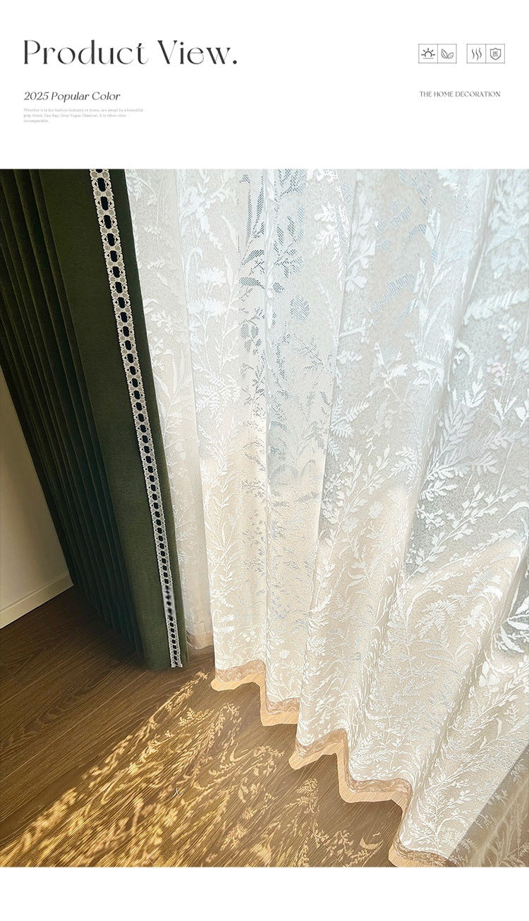Ankra Brown Shading Bedroom Curtain New Full Shading Living Room High-Level Light Luxury Chenille Cream Curtain
