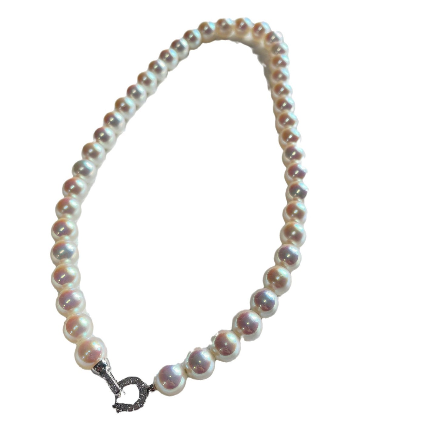 Polar Aurora Mirror Akoya Pearl Necklace Horseshoe Buckle Faux Mabel-like Powder Light Tien Female Clavicle Chain