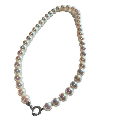 Polar Aurora Mirror Akoya Pearl Necklace Horseshoe Buckle Faux Mabel-like Powder Light Tien Female Clavicle Chain