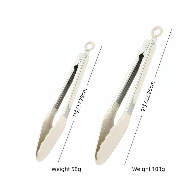 Silicone Clips for Kitchen Non-Stick Pans, Anti-Scalding and High Temperature Resistance, Household Barbecue and Steak Special Set, Stainless Steel Food Clips