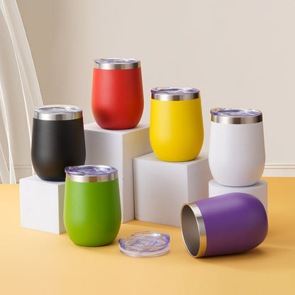 304 Stainless Steel Eggshell Cup Portable Cross-Border U-Shaped Wine Thermos Cup 12oz Cup American Style Wholesale Aviation Cup