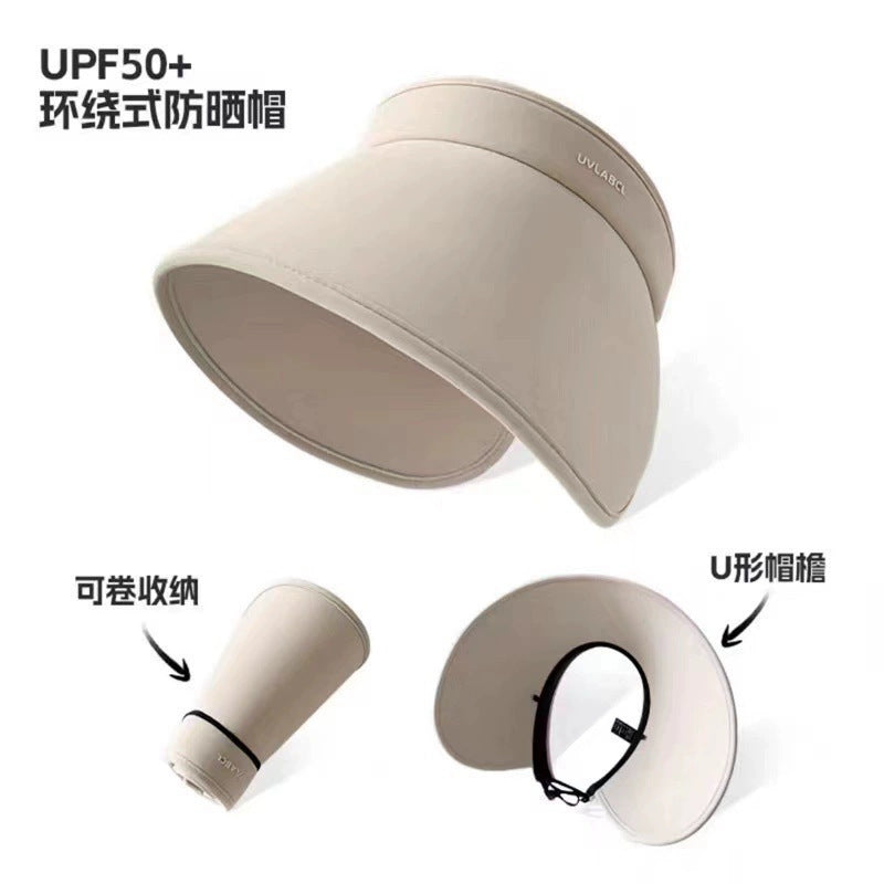 Upf50+ Large Brim Sun Hat for Women, Uv Protection, Open-Top Hat, Cycling Face-Covering Sun Hat, Breathable Ice Silk