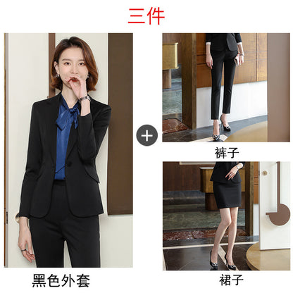 2023 autumn and winter professional style suit female manager professional attire temperament goddess fan sense suit suit pink small suit