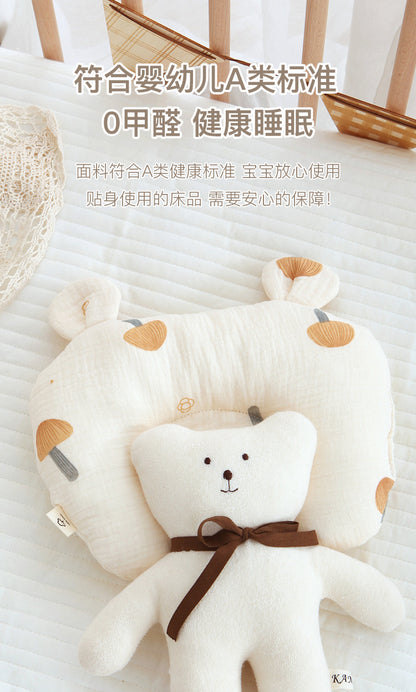 Class A cotton baby gauze baby anti-deflection head shaped pillow sweat-absorbing breathable Four Seasons suitable for newborn comfort pillow