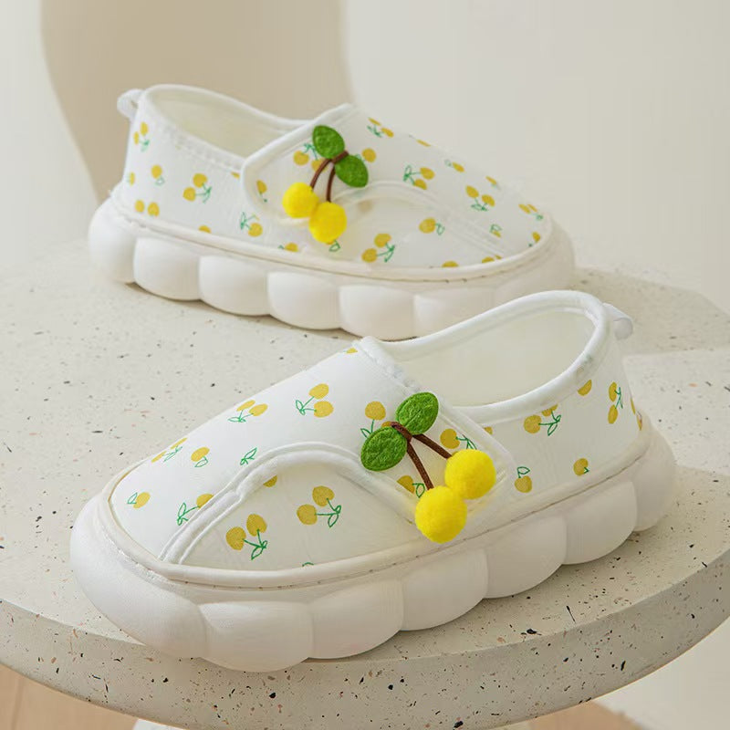 25 Maternity Postpartum Shoes for Summer, Comfortable Thin Style, Closed-Back Slippers for Postpartum Women, Non-Slip Thick-Soled Soft-Soled Cotton Shoes with Tassels
