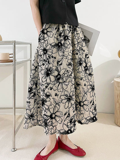 Ju Zhi 2026 Early Spring Velvet Skirt for Women, Heavy Craftsmanship, Niche Retro French High-Waisted Mid-Length A-Line Skirt 1572