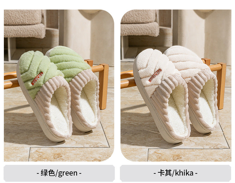Cotton Slippers for Women in Autumn and Winter Indoor Thick-Soled Non-Slip Couples' Home Use Comfortable and Warm Plush Slippers for Men