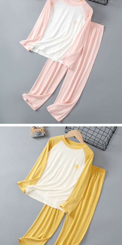 Children's Home Clothes Spring and Summer Modal Long Sleeve Trousers Pajamas suit Boys and Girls Shoulder Cooler Air-conditioning Clothes