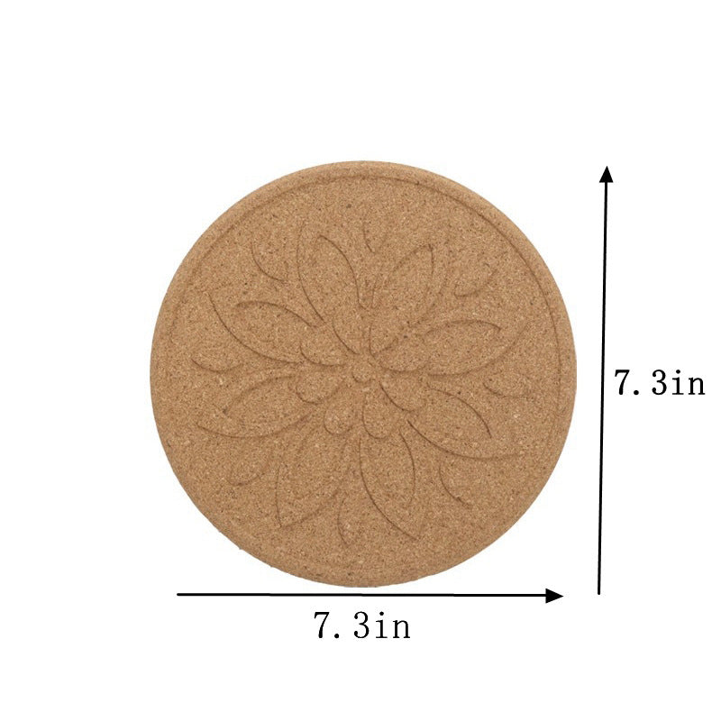 Round Cork Insulation Mat Pot Mat Placemat Plate Wooden Mat Bowl Mat Household Anti-Scalding Mat Table Mat Dining Table Mat
