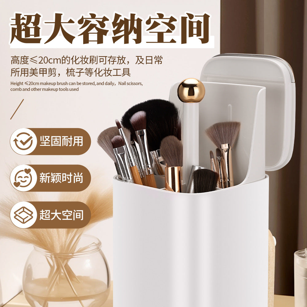 Platinum Automatic Adjustable Makeup Brush Storage Box Dressing Table Four-Compartment Plastic Storage Tube Large-Capacity Stationery Brush Barrel