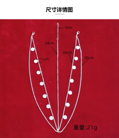 European and American new bohemian wafer layered hair chain female wedding jewelry multi-layer personalized Gypsy sequined head chain