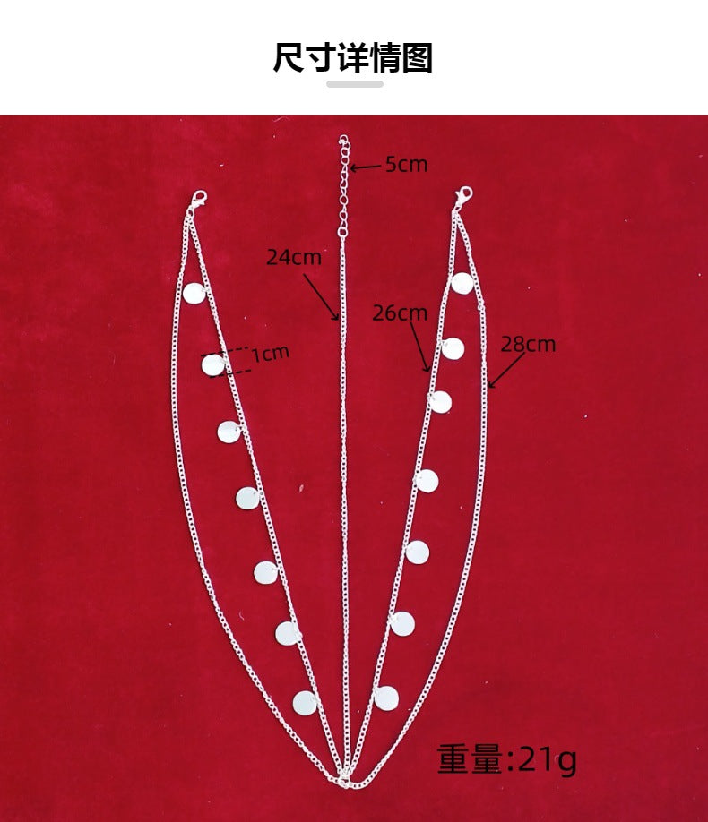 European and American new bohemian wafer layered hair chain female wedding jewelry multi-layer personalized Gypsy sequined head chain