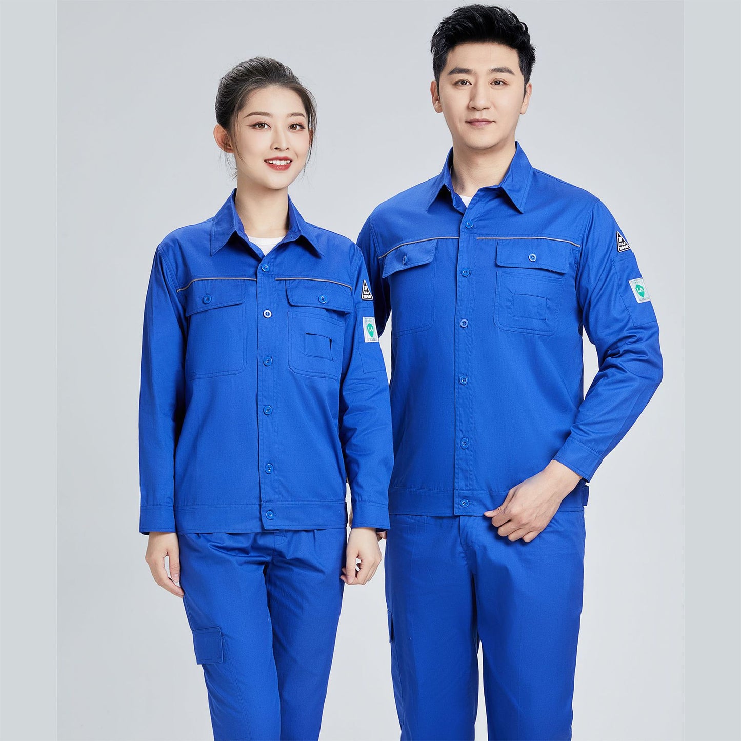 Pure cotton summer anti-static card pocket work clothes gas station filling station thin gas petrochemical long sleeve labor protection clothing