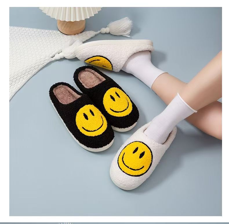New Cross-Border Winter Smiling Face Cotton Slippers for Children Wholesale Home Couple Indoor Warm Slippers Winter Women
