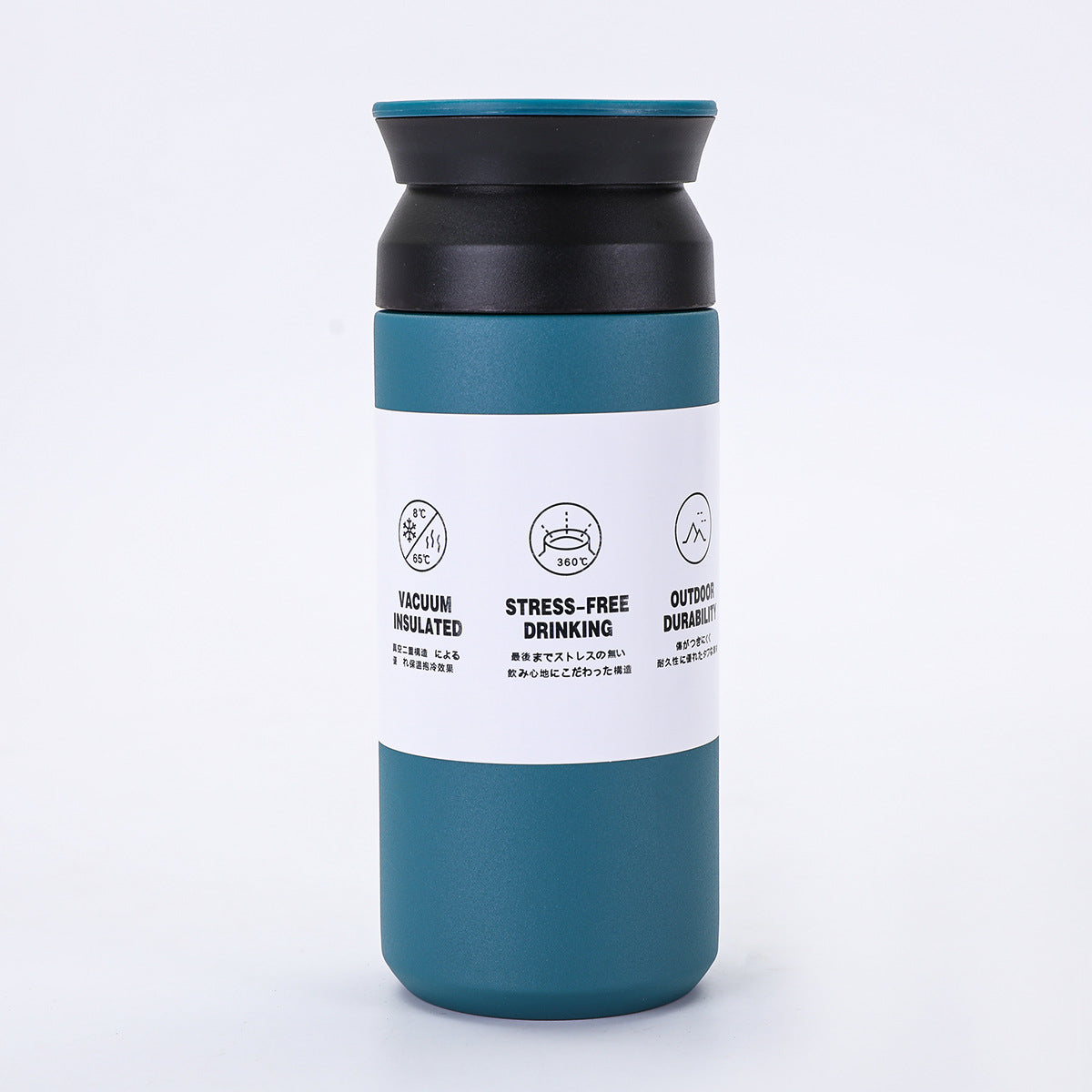 New Japanese Element Cup Flat Lid Simple Accompanying Water Cup Portable 304 Stainless Steel Double Layer Vacuum Thermos Cup