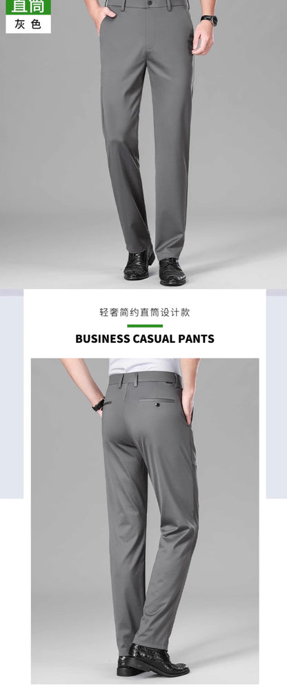 Wholesale Summer New Casual Pants Men's Thin Straight Loose Business Pants High Stretch Ice Silk Cold Pants