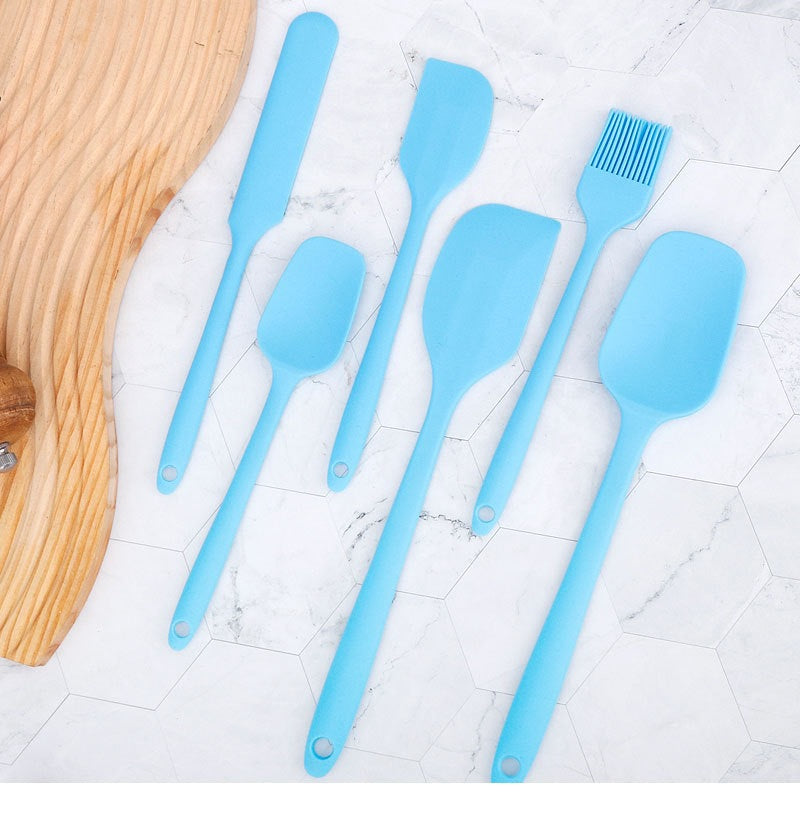 Factory in stock silicone baking 6-piece one-piece silicone scraper spatula oil brush household baking tools suit