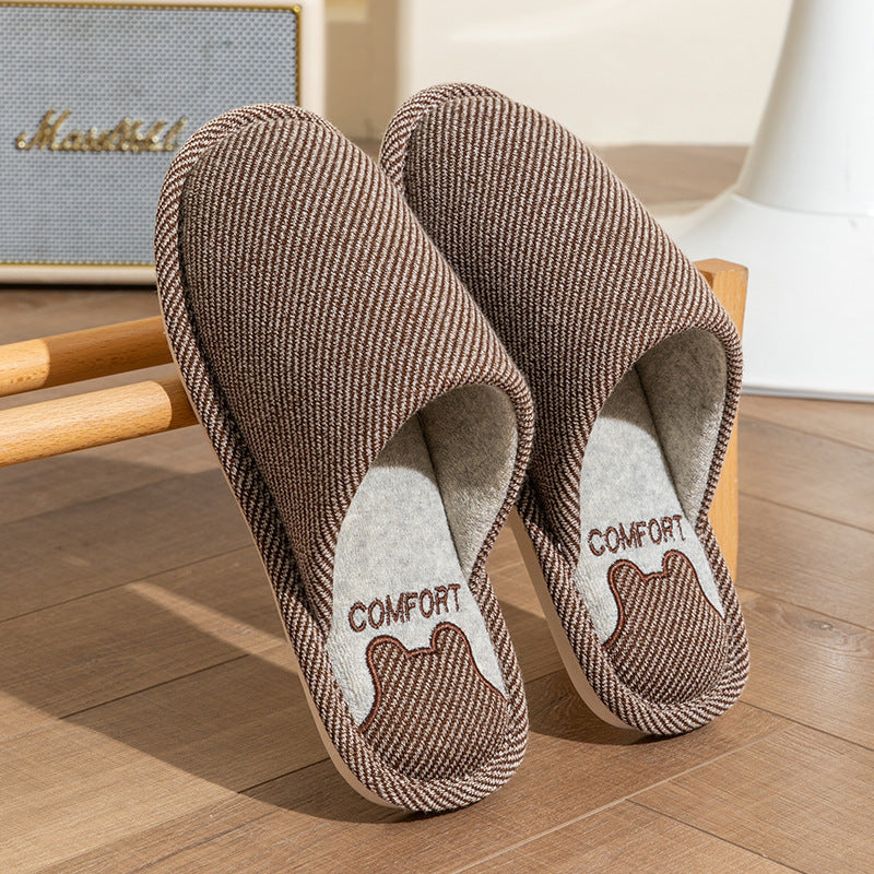 Spring and Autumn Cotton Slippers for Women, All Seasons, Winter, Indoor Home Use, Cotton and Linen Non-Slip Home Couple Wholesale Hemp Slippers for Men