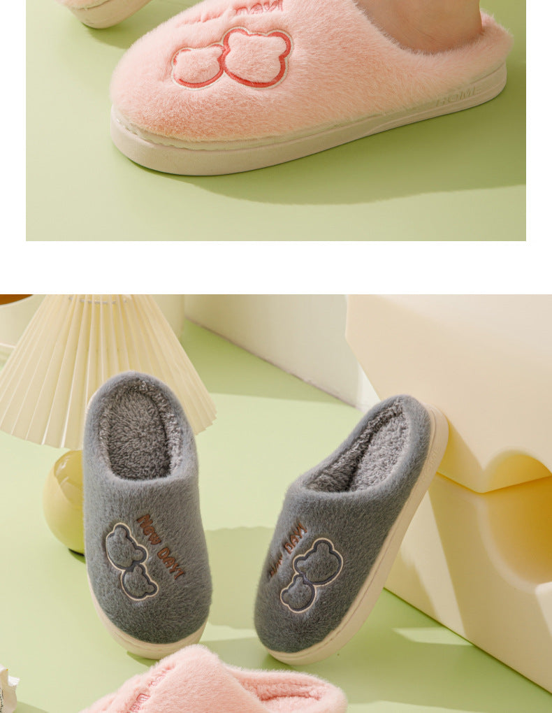 Cold-Proof Cotton Slippers for Women, Autumn and Winter Indoor Home Non-Slip Couple's Thick-Soled Furry Slippers for Men, Winter Home Use