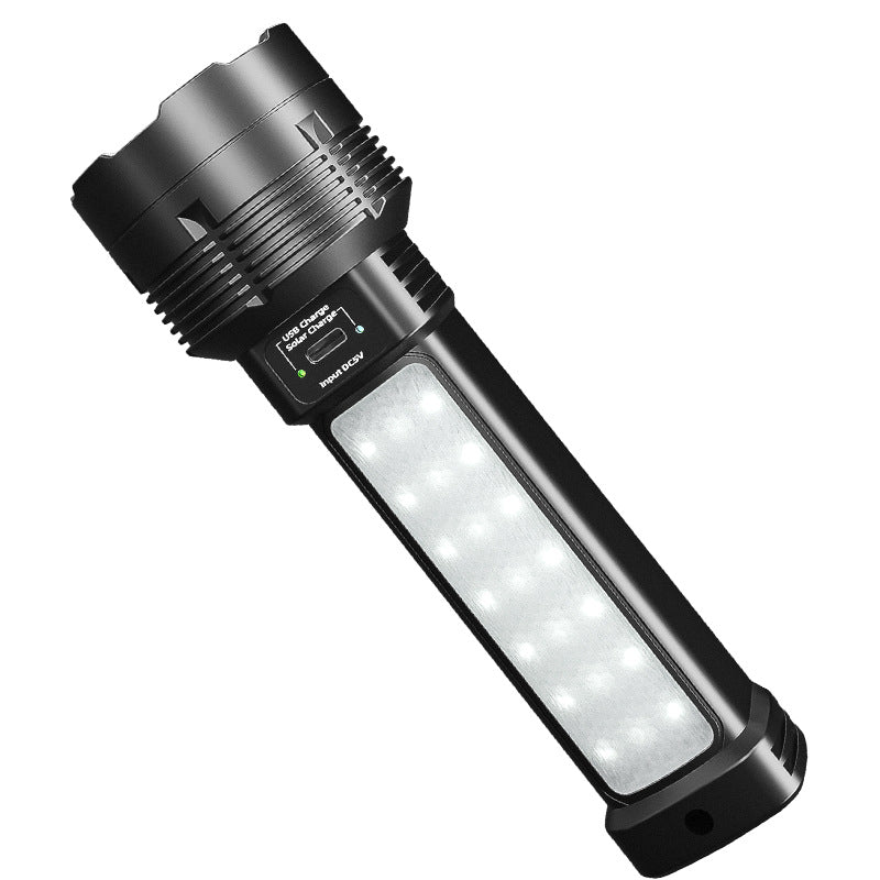 Strong solar flashlight super bright outdoor explosive long endurance with charging portable handheld 100,000 lumns light