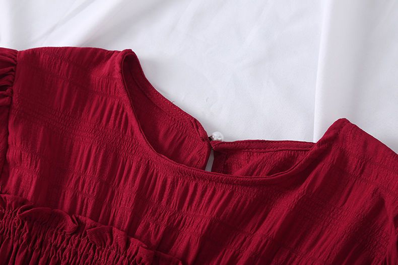 Chiffon Short-sleeved Dress for Women New ins Sense Niche Mid-length French Douyin Slimming Look Skirt