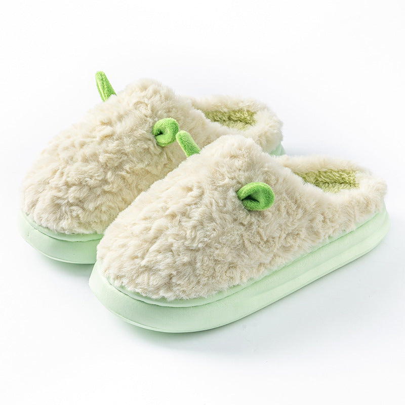 Cotton Slippers for Women, Cute Girly Heart, Indoor Home, Non-Slip, Warm, Couple Style, Dormitory Wearable Slippers for Men, Autumn and Winter